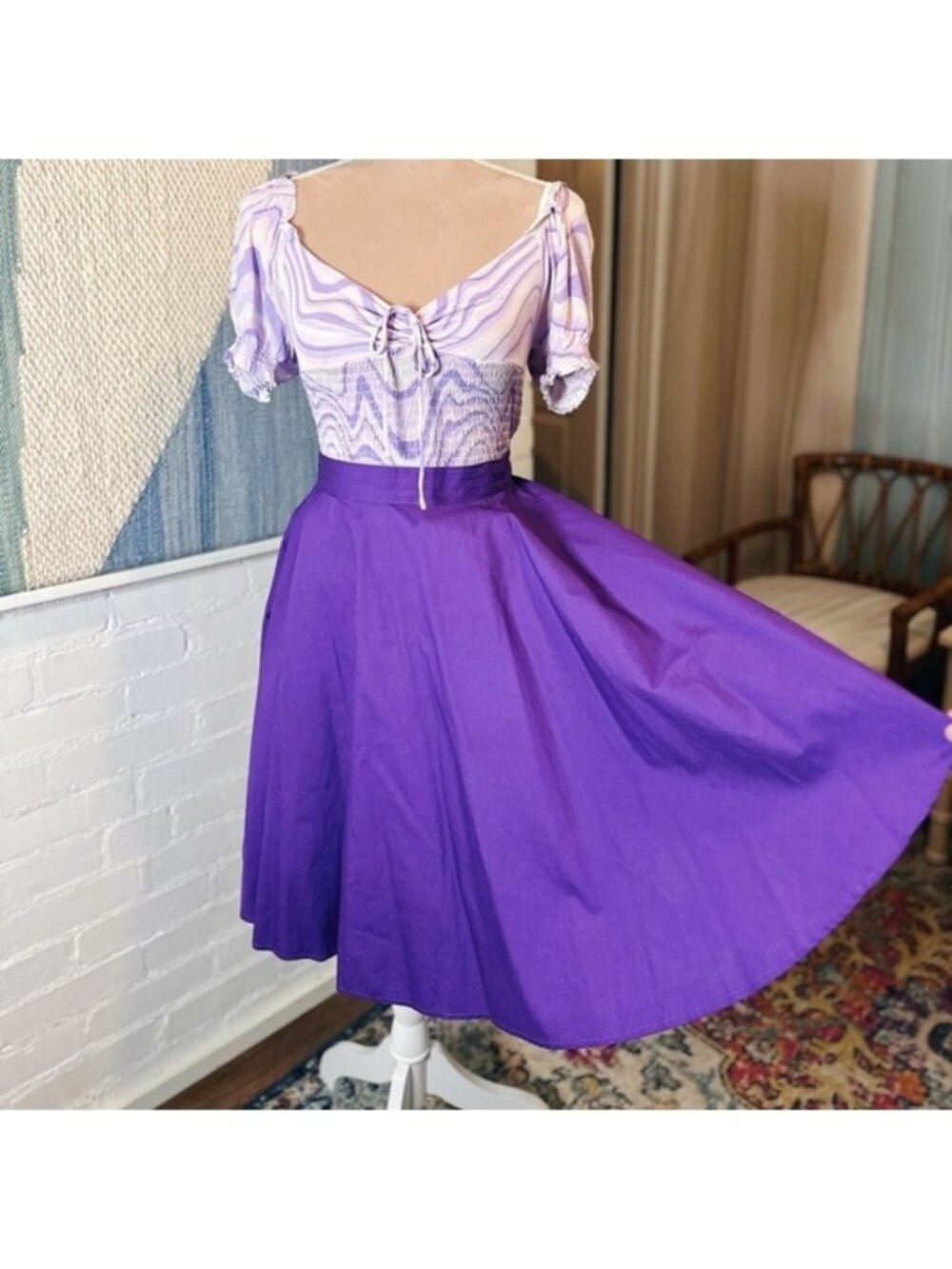 BlackButterfly Purple Full Circle Skirt with Snap and Zipper Closure